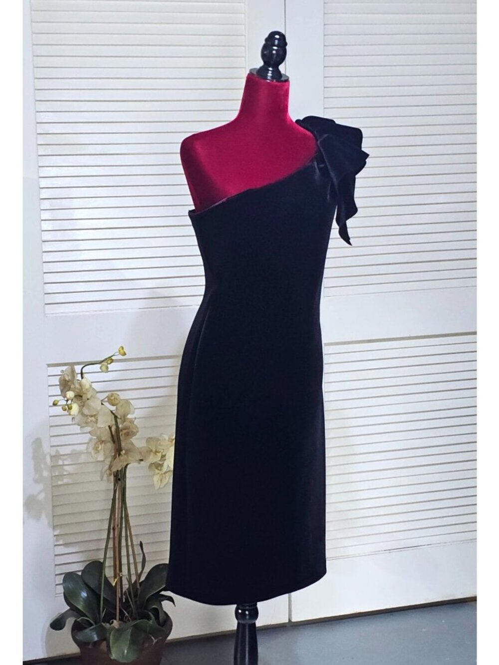 Eliza J Womens Black Velvet One-Shoulder Ruffle Detail Cocktail Dress Sz 10 2810 - Picture 4 of 15